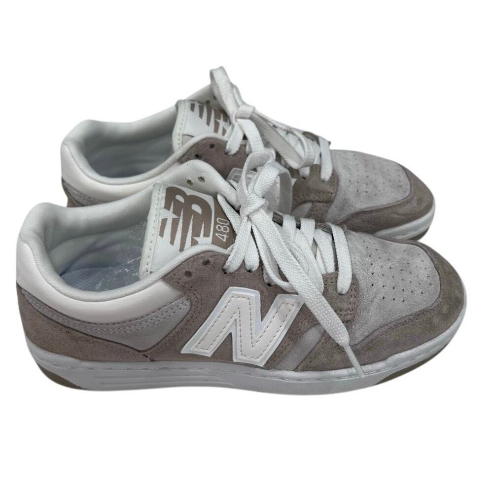 New Balance 480 Sneakers Unisex Sz W7/M5.5 Moonbeam Sea Salt Grey Layered Suede - Picture 3 of 10
